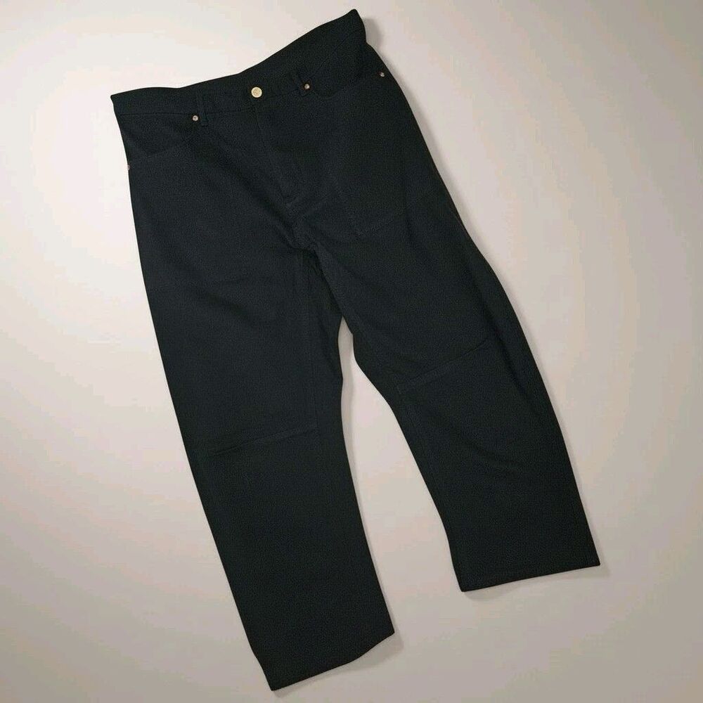 Roucha Pye Pants Overdye Size C Large Black Cropped Jeans Darted Drawstring New